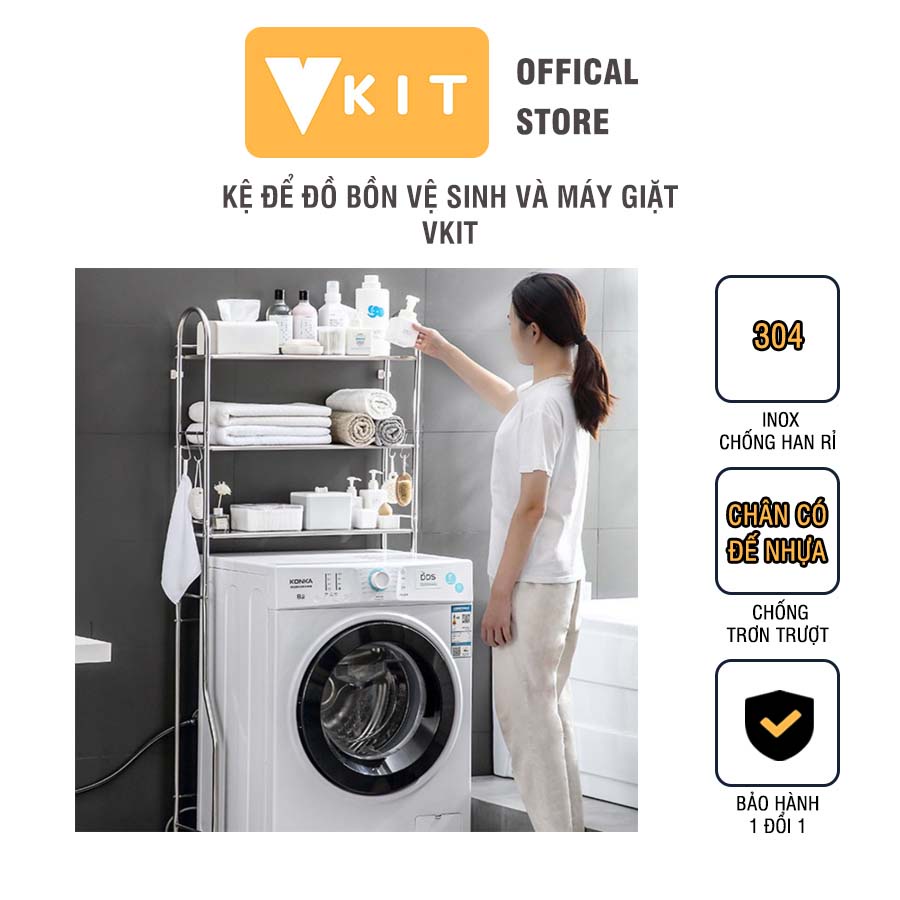 Kệ để đồ bồn vệ sinh và máy giặt trong nhà tắm inox 304 cao cấp - VKIT