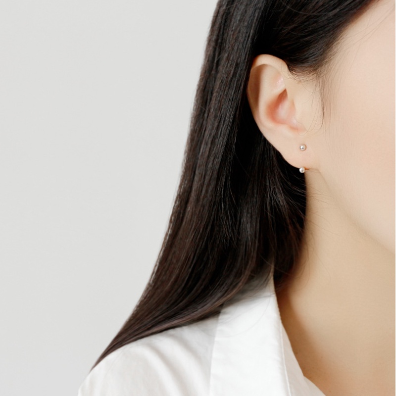 Khuyên Tai Bạc S925 Hình Tròn Nhỏ Đơn Giản Thời Trang Cho Nữ