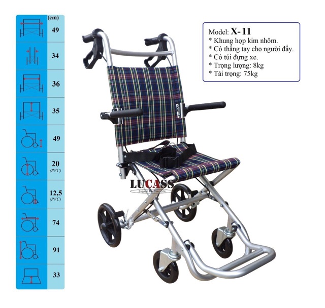 XE LĂN NHÔM DU LỊCH CAO CẤP LUCASS X-11