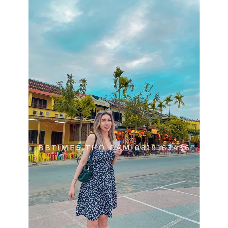 Váy hai dây lanh thổ cẩm