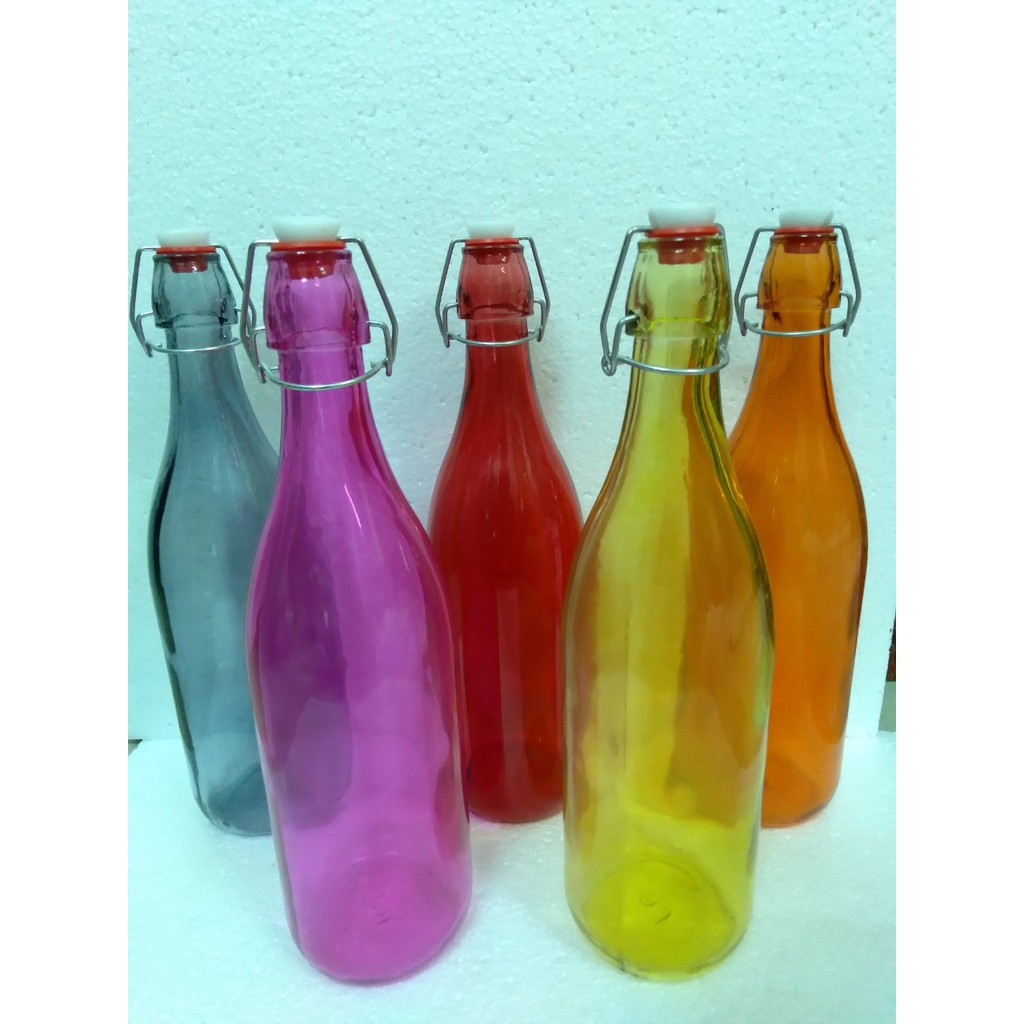 Chai Thủy Tinh Tròn Giara Đựng Sữa 1000ml Đủ màu