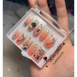Nail box hồng thạch mix đá