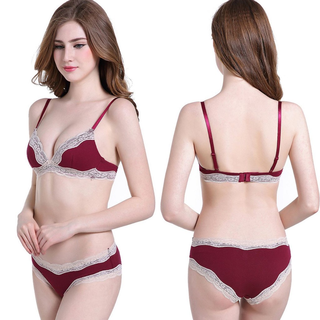 [KHUYẾN MÃI 3 NGÀY] BỘ ĐỒ LÓT COTTON KHÔNG GỌNG ĐỆM VIỀN REN NỮ TÍNH | BigBuy360 - bigbuy360.vn