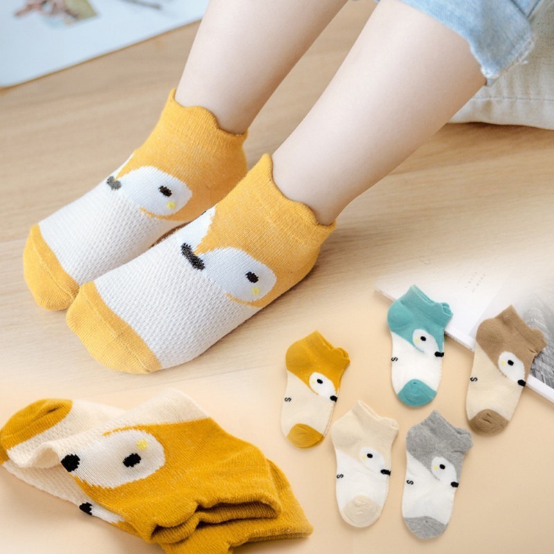 Bộ 5 đôi vớ cotton phối lưới đáng yêu cho bé