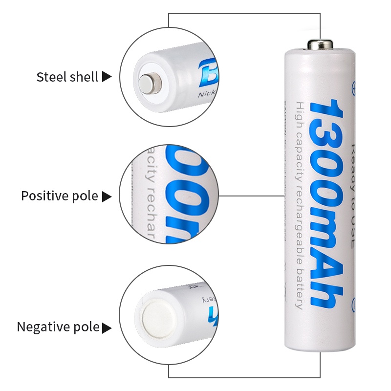 Pin sạc AAA 1300 mAh chính hãng Beston / Sạc tự ngắt khi đầy - Ni-AAA1300