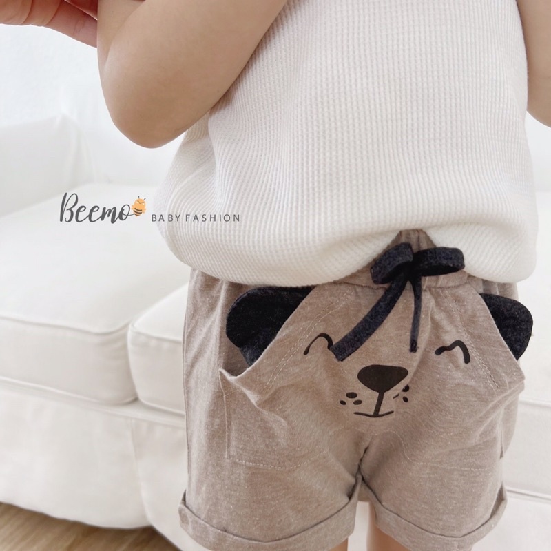 Quần bé trai Beemo cotton đáp gấu cho bé từ 9-22kg-22Q051