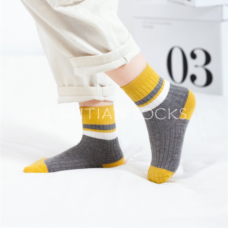 TIAN TIAN T147 Tất Vớ  trẻ em nam nữ Set 5 đôi tất bé Cotton cổ cao thiết kế mới thời trang thu đông