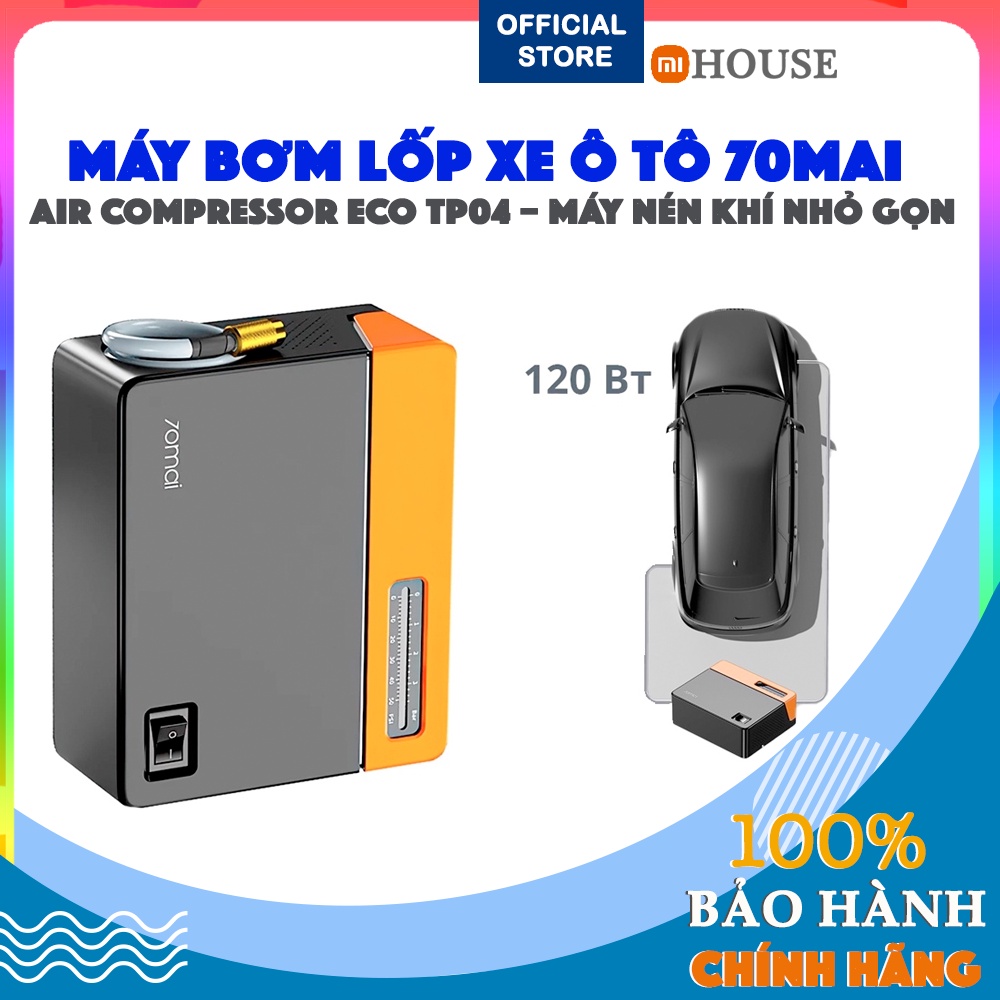 Hoả tốc | Máy bơm lốp xe ô tô Xiaomi 70MAI Midrive TP03 dây 3m3 - Bơm cầm tay đa năng Xiaomi ECO 70mai TP04 -MiHouse