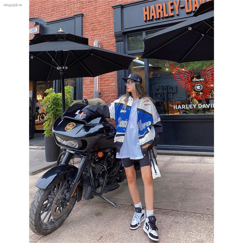 ♘American retro racing suit ins tide brand street hip-hop baseball uniform jacket female Korean version loose spring and autumn jacket