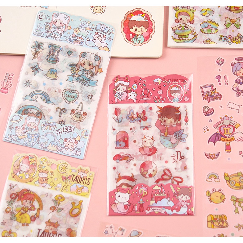 Bộ 4 Tấm sticker trang trí thiệp, đồ dùng cá nhân chủ đề hoạt hình cực dễ thương SR021