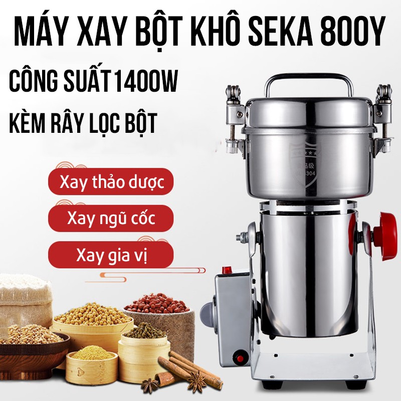 Máy Xay Bột Khô Máy Nghiền Bột Ngũ Cốc Chất Liệu INOX 304 Cỡ Siêu Lớn Công Suất 1400W Tặng Kèm Rây Lọc Bọt