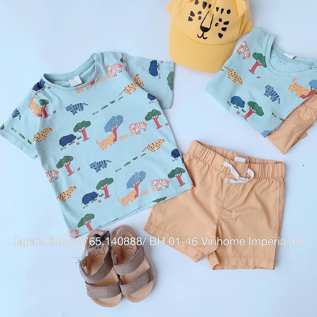 Set quần áo xanh động vật HM H&M_hàng chính hãng authentic