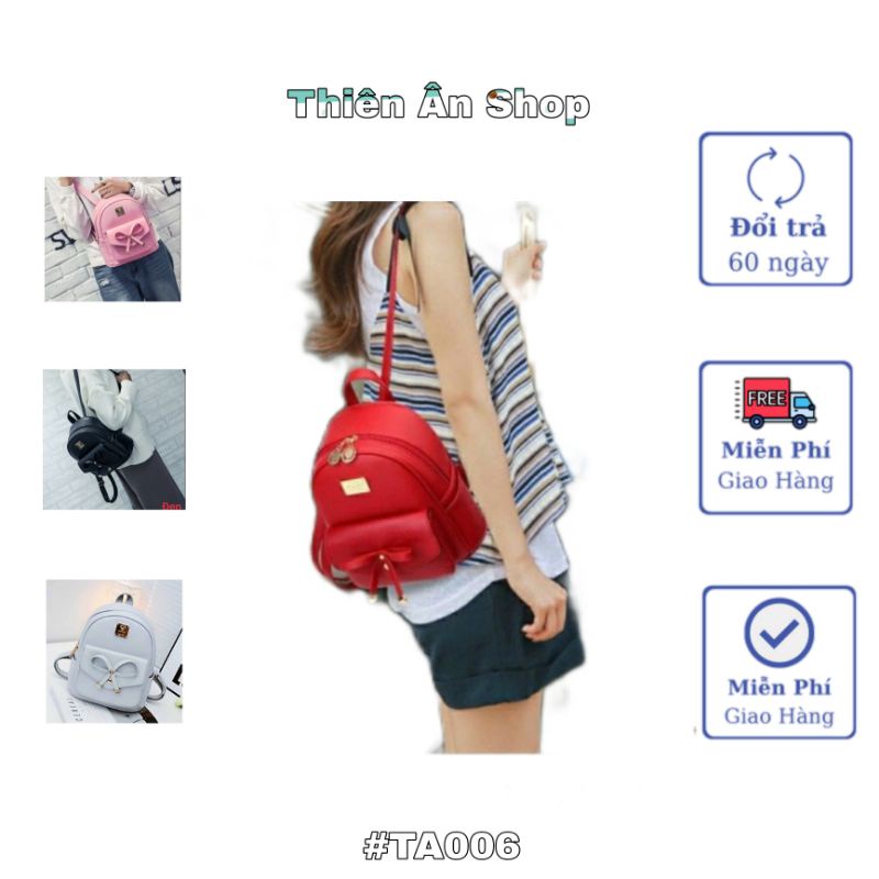 Balo Nơ Thời Trang Với 4 Màu Chủ Đạo. Đỏ. Đen. Xám. Hồng. TA022