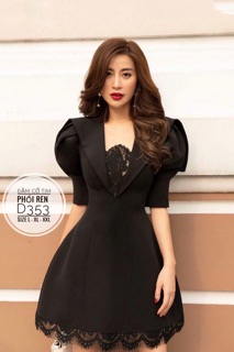 Bigsize Đầm cổ tim phối ren D353