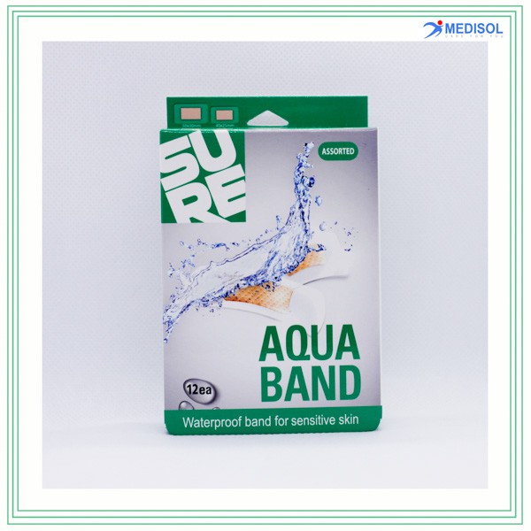 Băng Cá Nhân Chống Nước -  Aqua Band Waterproof Plaster (hộp 2 size - 12 miếng)