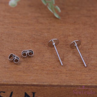 100sets Stainless Steel Blank Post Earring Studs Pins Silver Ear Stud Pin Chain Jewelry