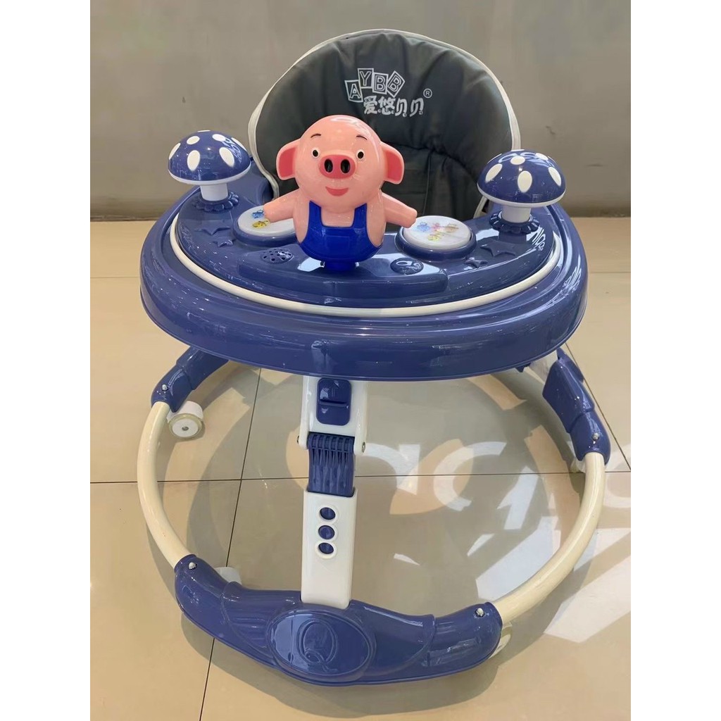 Xe tròn tập đi cho bé baby walk - xe dụng cụ tập đi có cán đẩy điều chỉnh cao thấp có nhạc,đèn