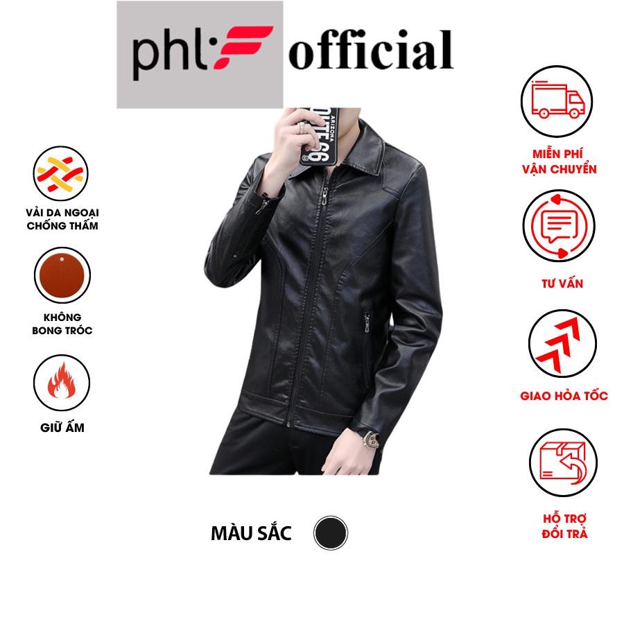 Áo Khoác da nam lót lông chuẩn phong cách Hàn quốc - Da04L (đen) PHL