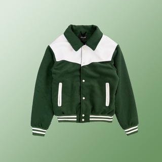(Chính Hãng AMRISH) REGULAR Green Varsity Jacket