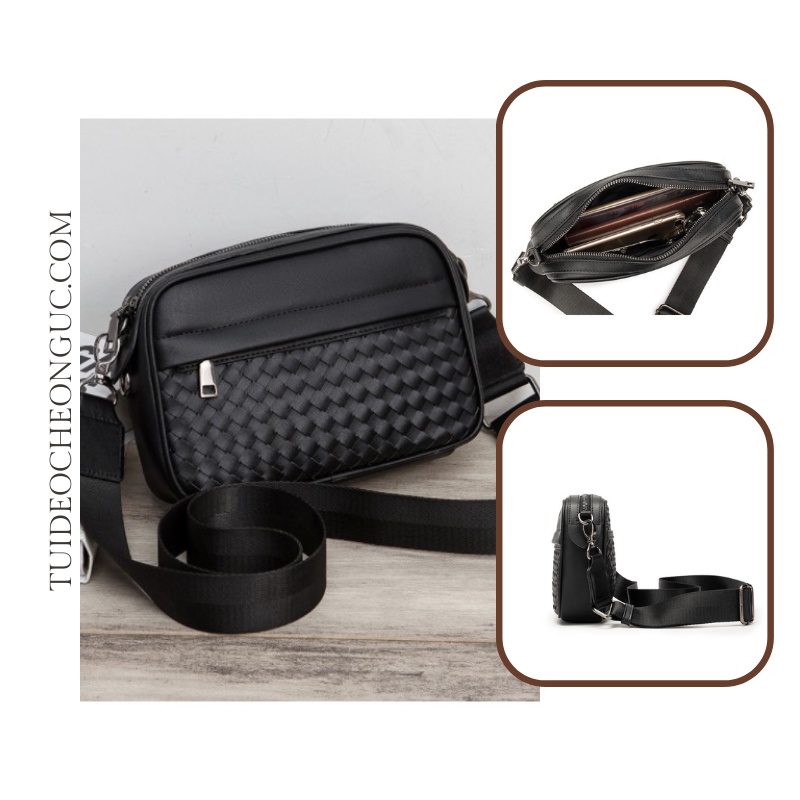 Túi Đeo Chéo Nam Nữ Unisex messenger , Da PU Cao Cấp Phối Họa Tiết Dây Đan Chéo TX-0028tuideocheonguc.com