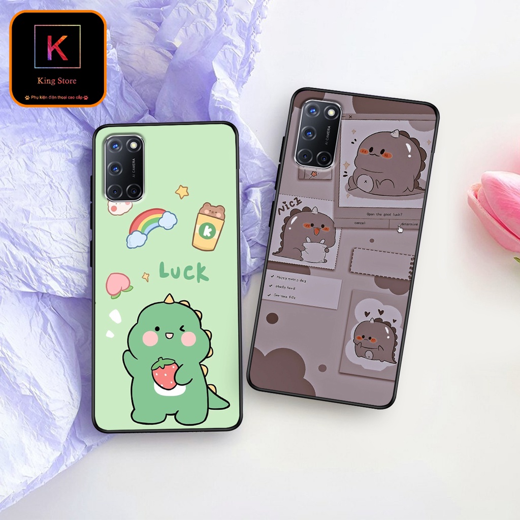 Ốp lưng Oppo A52 - Oppo A53 - Oppo A92 - Ốp in hình khủng long DinoCute - Lưng nhám viền TPU