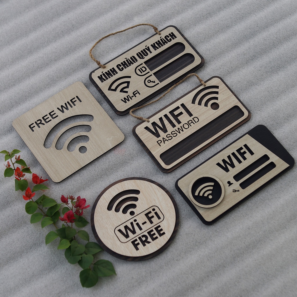 bảng gỗ Wifi ...deco quán cafe, cửa hàng, nhà ở...nhiều kích thước