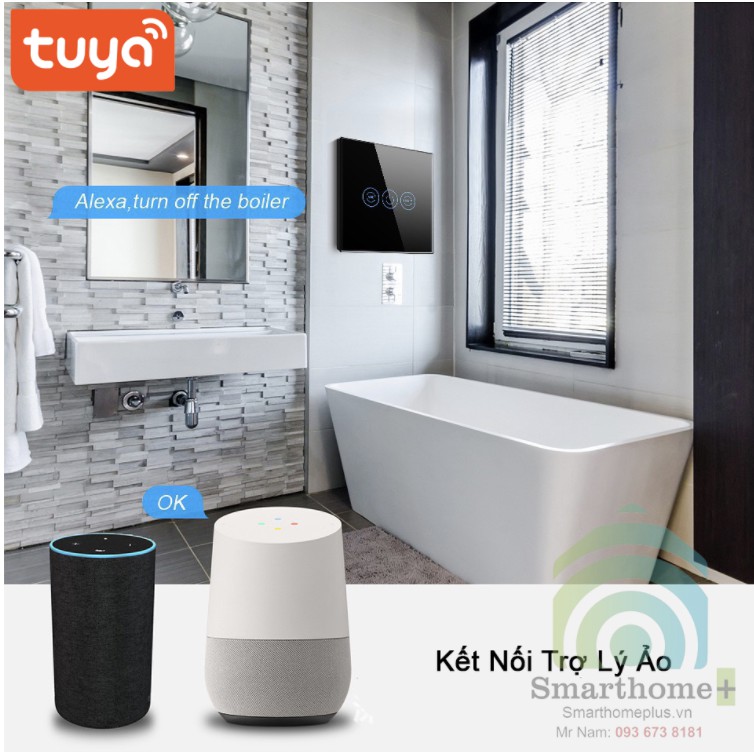 Công Tắc Wifi Bình Nóng Lạnh 20A Hẹn Giờ Tắt Hình Vuông Tuya FW3-EU