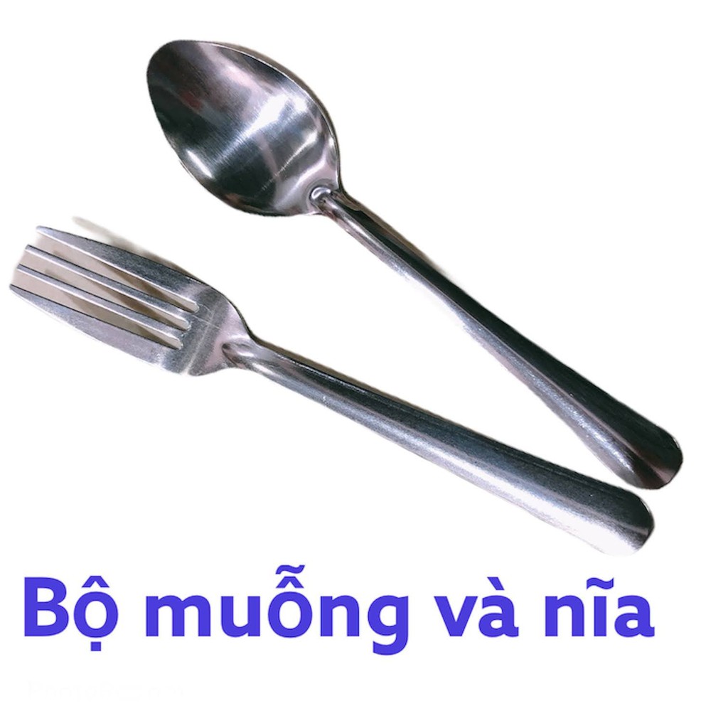 bộ 1 nĩa nhọn và 1 muỗng súp dài inox