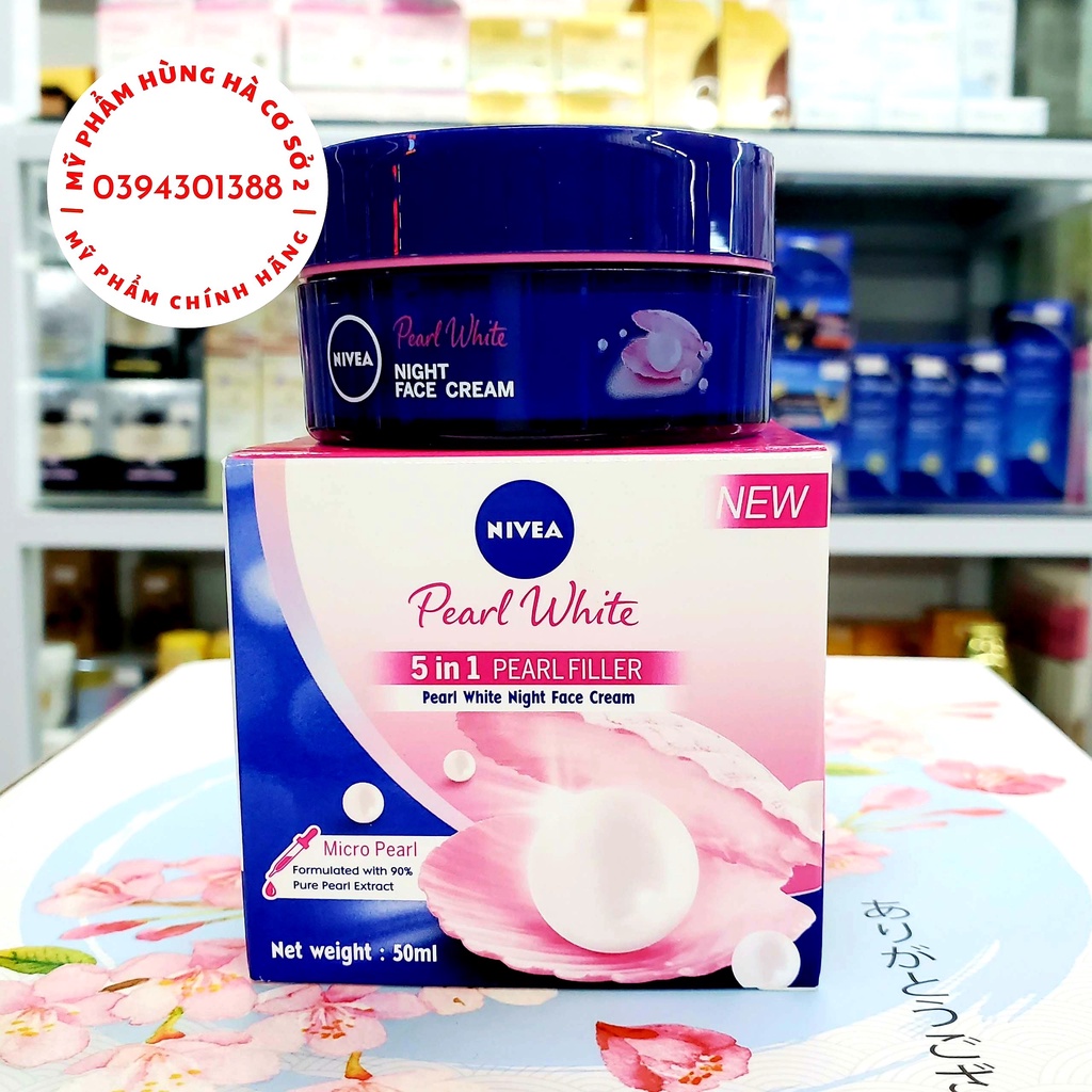 Kem dưỡng trắng da Nivea, dưỡng da trắng mịn, rạng rỡ, ban đêm Nivea Pearl White Night Face Cream 50ml