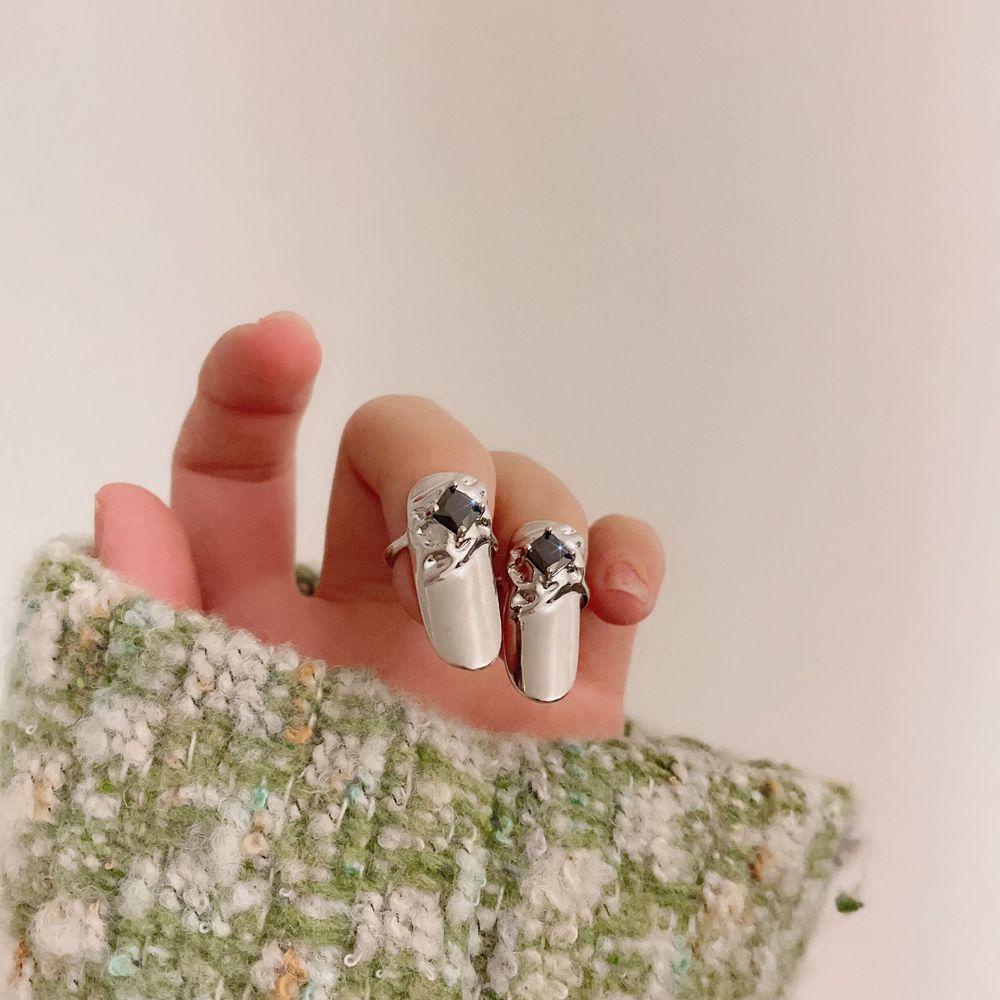 QQMALL Nhẫn Hình Vuông Bằng Kim Loại Phong Cách Gothic Punk Thời Trang