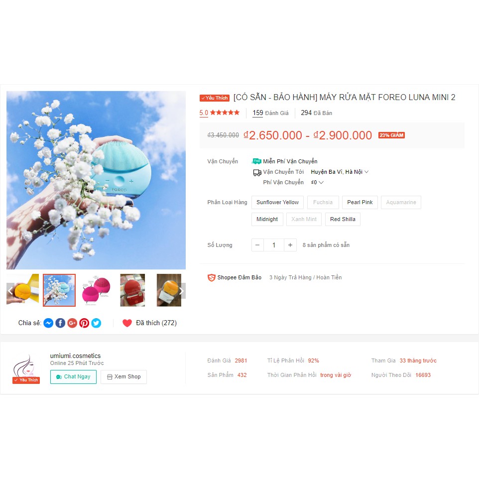 [CÓ SẴN - BẢO HÀNH] MÁY RỬA MẶT FOREO LUNA MINI 2 | BigBuy360 - bigbuy360.vn