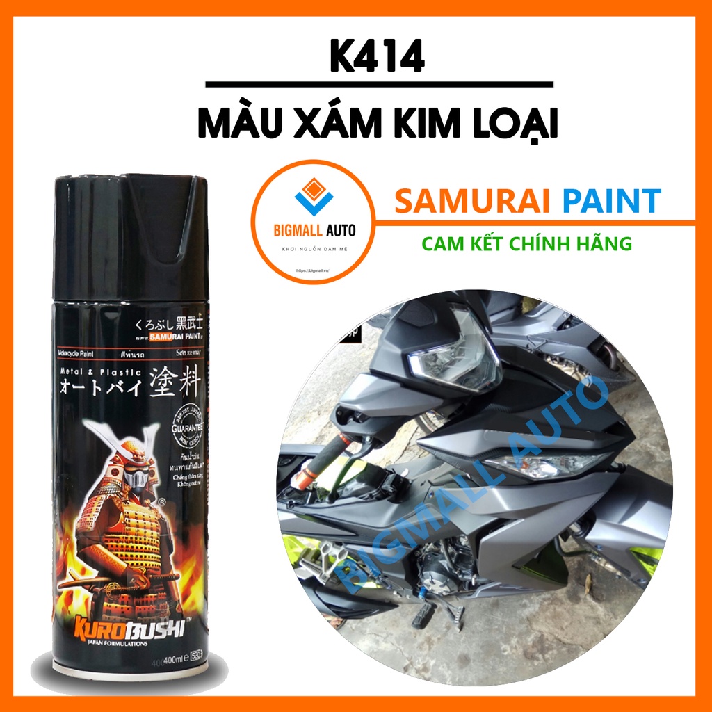 Sơn Samurai màu xám kim loại K414 - chai sơn xịt chuyên dụng cho sơn xe máy, ô tô , đồ dùng, dụng cụ