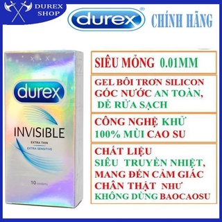 [BAO CAO SU MỎNG NHẤT THẾ GIỚI] Bao cao su DUREX INVISIBLE mỏng, an toàn, uy tín ( 10bao/ 1 hộp bcs)