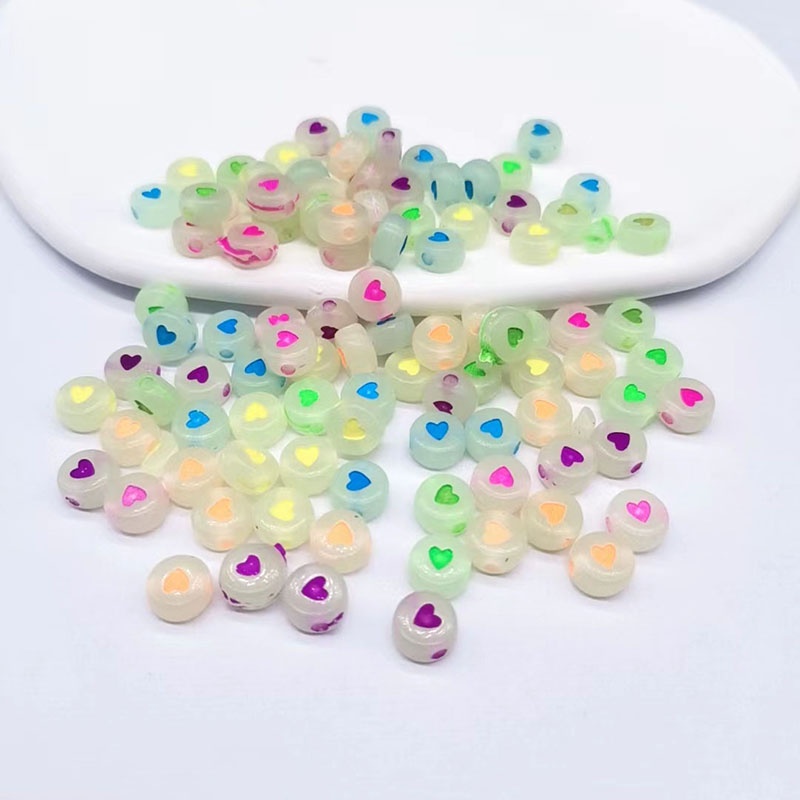 100 Hạt Xỏ Vòng Tay Hình Trái Tim 6MM