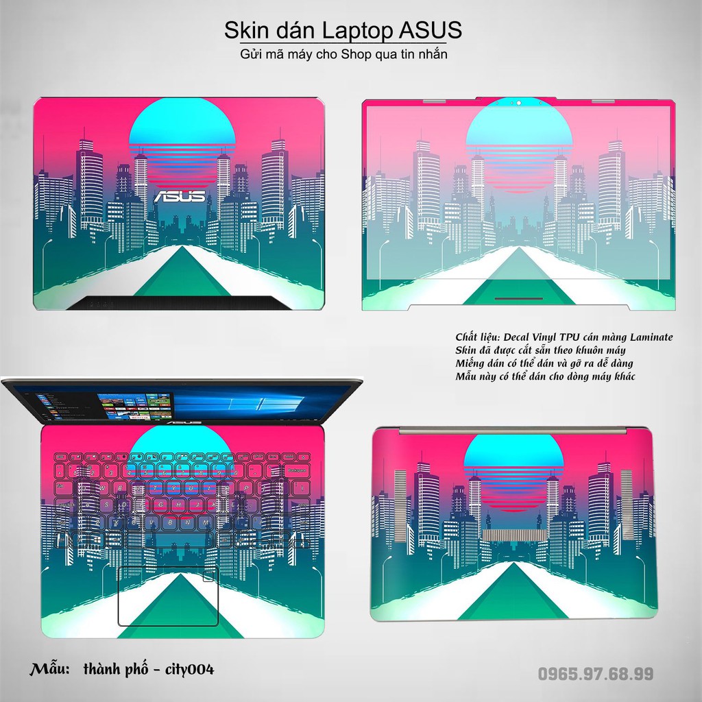 Skin dán Laptop Asus in hình thành phố (inbox mã máy cho Shop)