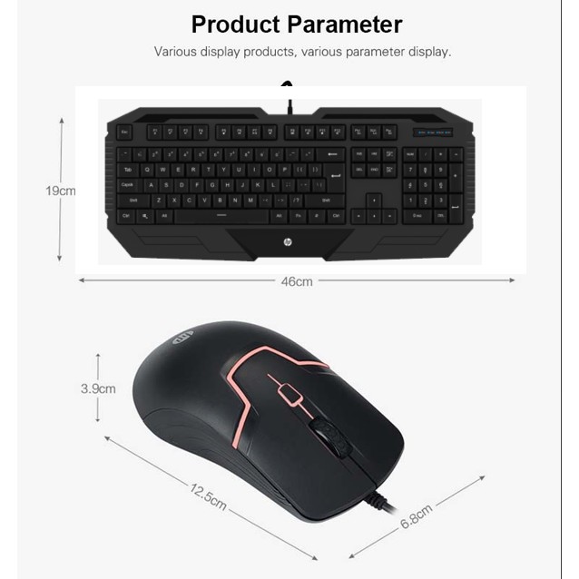 Bộ bàn phím và chuột HP GK1000 dành cho văn phòng cực êm-chuột led đa màu