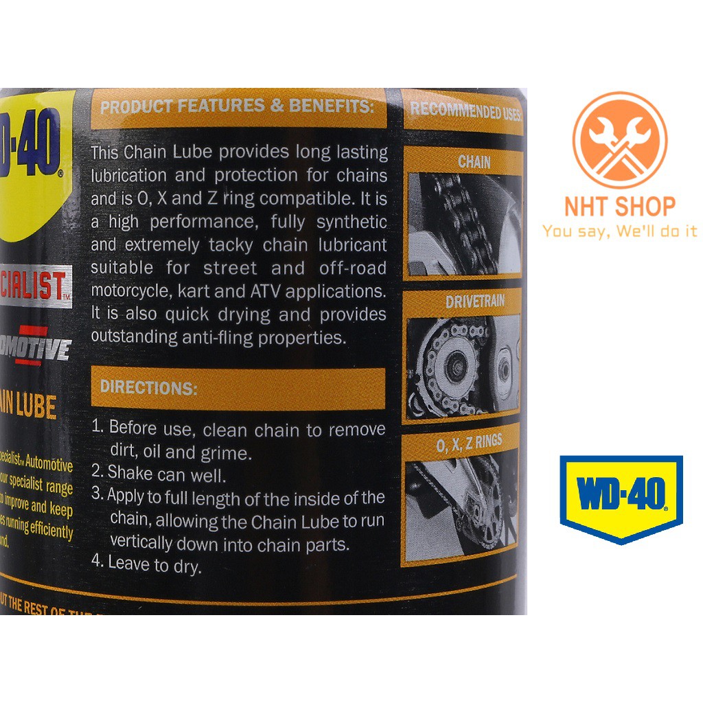 Dung dịch dưỡng sên và xích WD-40 chuyên dụng 360ml – NHT Shop
