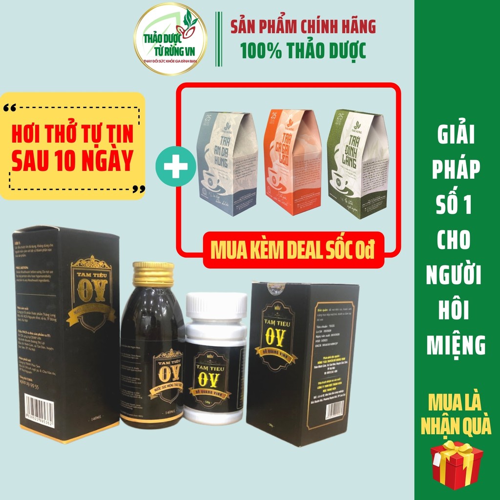 Combo Nước Xúc Miệng Tam Tiêu Và Viên Uống Phòng Ngừa Hôi Miệng Hiệu Quả