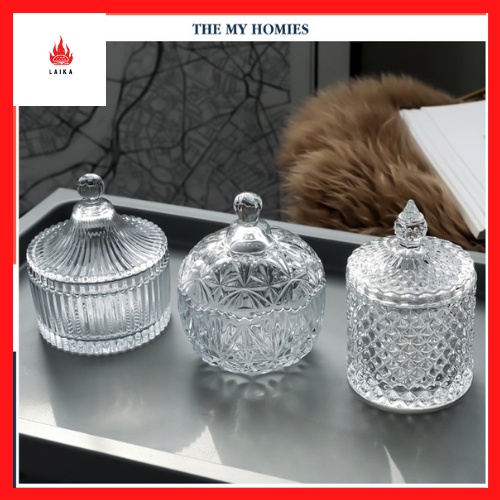 THỐ MỨT thủy tinh, thố đựng kẹo, Hũ đựng mứt , bánh kẹo thủy tinh vân kim cương sang trọng