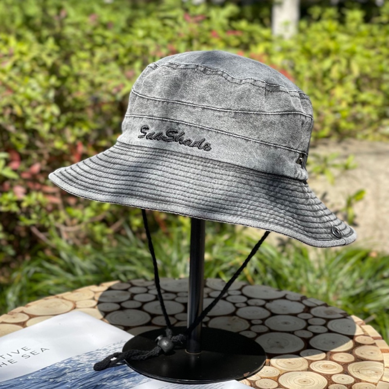 Nón Tai Bèo Cao Bồi Thêu Chữ Che Mặt Chống Tia Uv Cho Nam Nữ