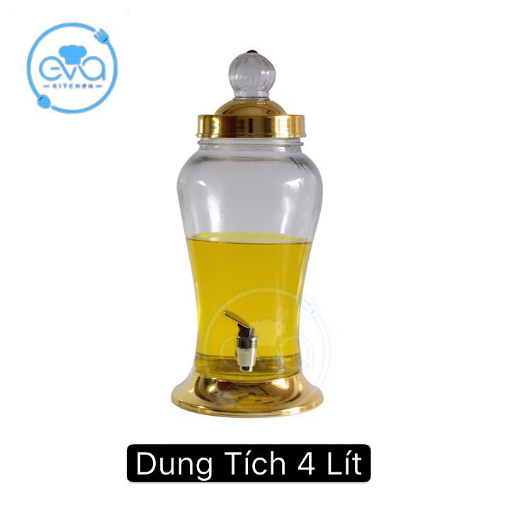 Bình Ngâm Thủy Tinh 4 Lít Có Van Dáng Củ Sâm HS4LV