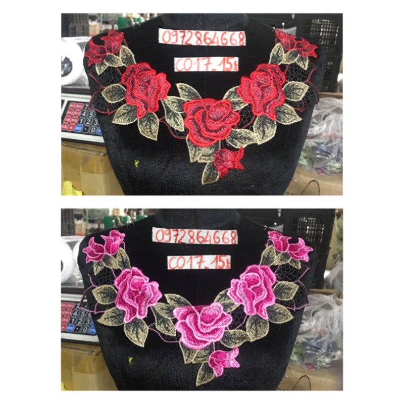 Cổ thêu hoa mã CO17