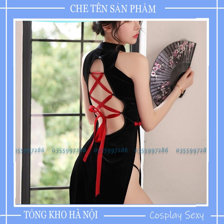 Bộ Đồ Ngủ Cosplay Cô Gái Thượng Hải. Váy Ngủ Sườn Xám Nhung Cao Cấp Hờ Lưng - Sexy Sleepwear Code: SXN1750 | BigBuy360 - bigbuy360.vn