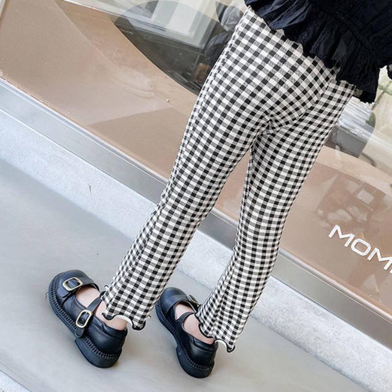 Quần Ống Loe Kẻ Sọc Caro Thoải Mái Dễ Phối Đồ Thời Trang Xuân Thu Cho Bé Gái 5555