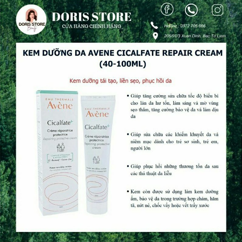 Kem làm dịu hồi phục da Avene Cicalfate Repair Cream 40ml/100ml