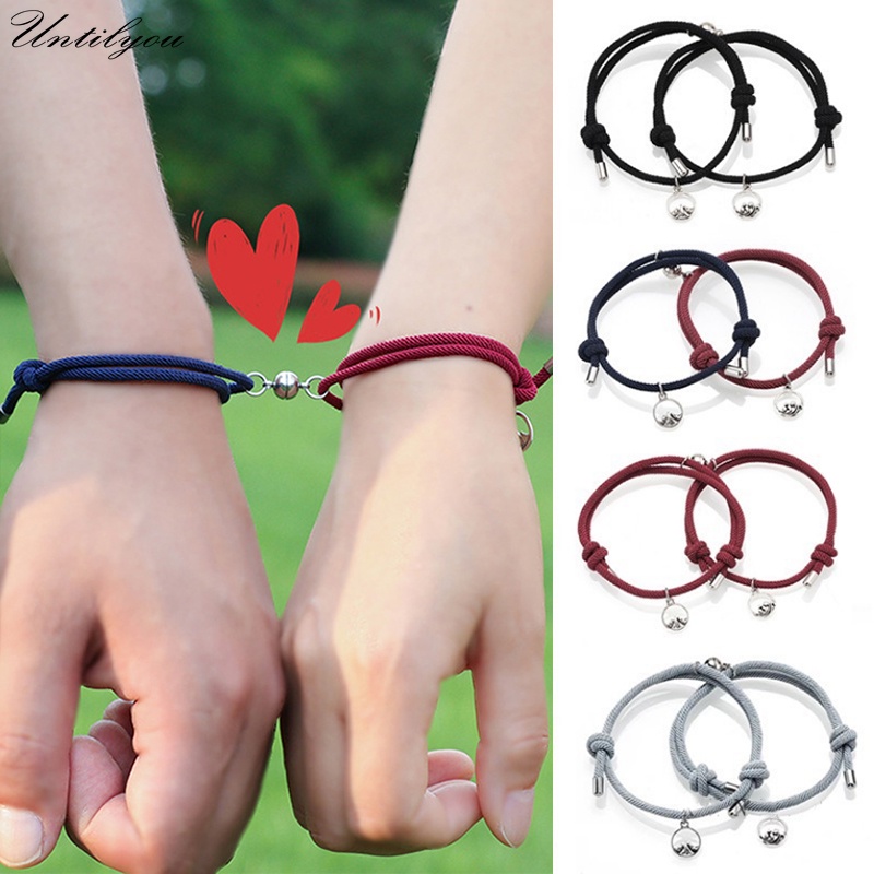 2 Chiếc Nam Châm Thời Trang Thu Hút Choker Cặp Đôi Vòng Tay Sáng Tạo Cá Tính Bạc Mặt Dây Chuyền Dây 