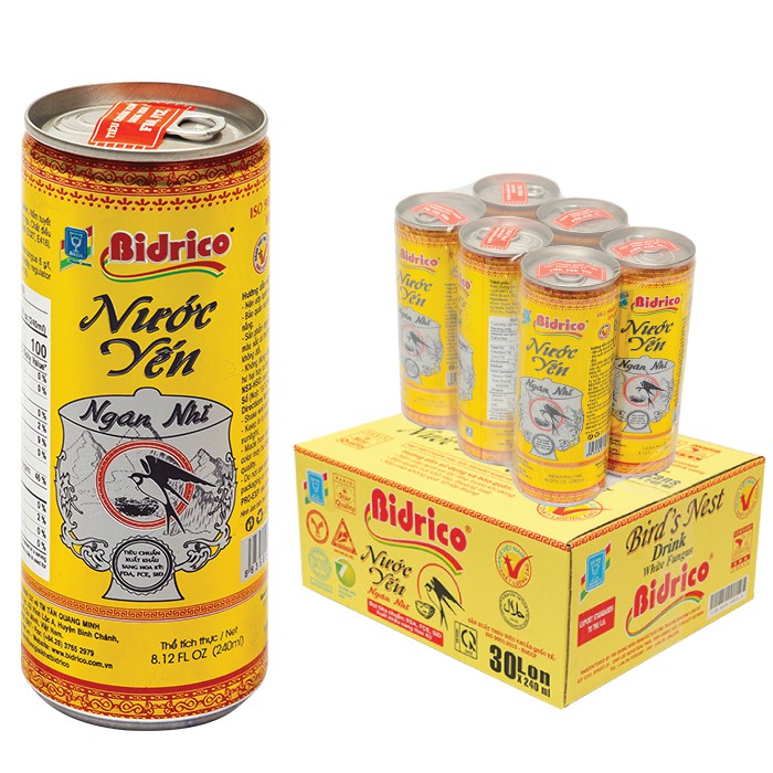 Thùng 30 lon Nước Yến Ngân Nhĩ Bidrico