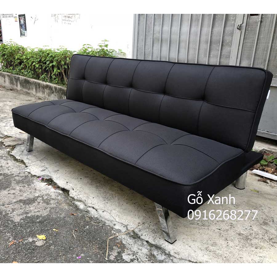 Ghế sofa bed màu đen vải bố đẹp mắt có thể ngồi và nằm ngủ cao cấp