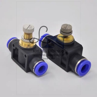 Van tiết lưu/ chiết lưu đường ống khí nén 2 đầu nối ống dây 4-6-8-10-12