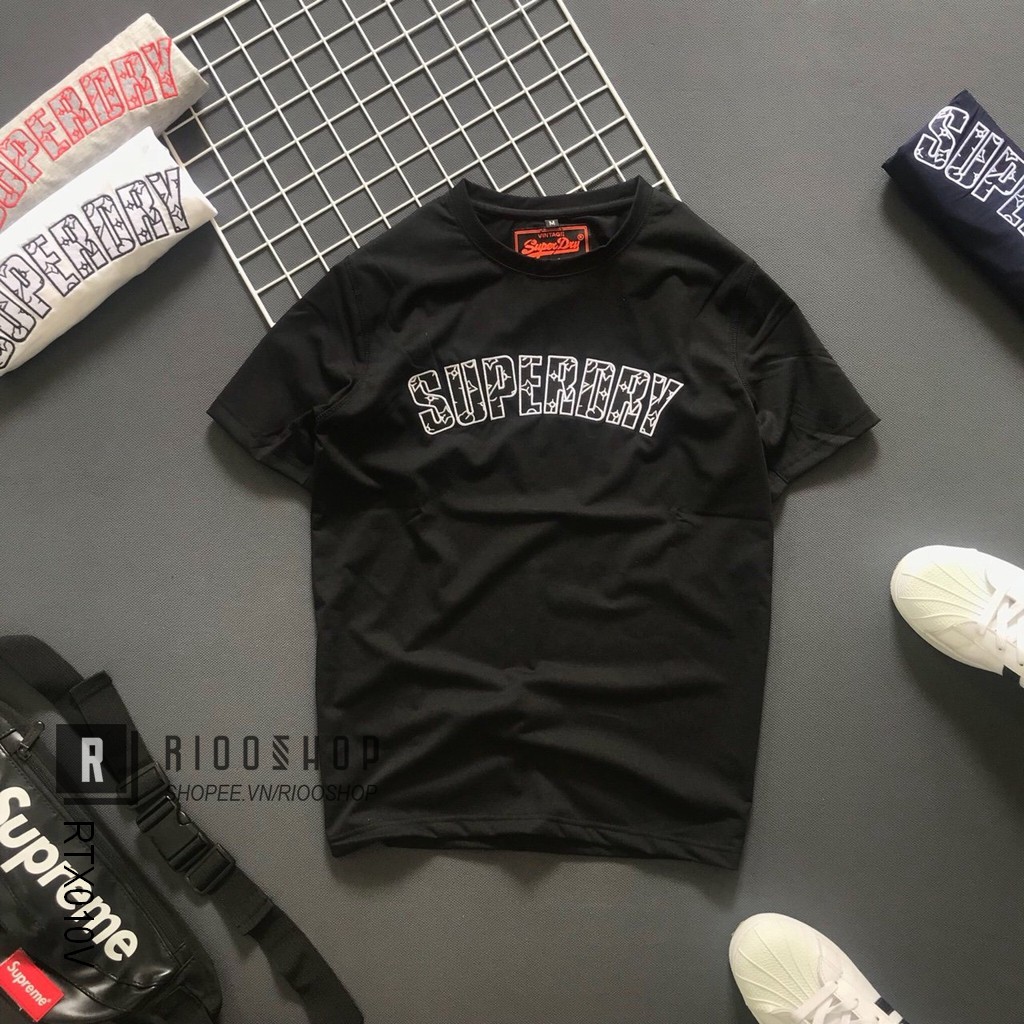 Áo thun nam ngắn tay cổ tròn họa tiết thêu cao cấp RTX010V - áo phông nam cotton Riooshop | BigBuy360 - bigbuy360.vn